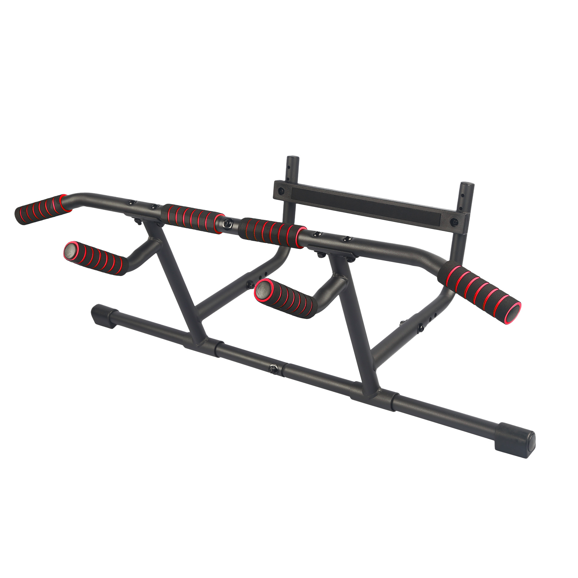 Door Pull Up Bar No Screw - ドア枠に取り付け可能な、パッド付きグリップが複数ついた懸垂バー。ネジ不要。最大耐荷重440ポンド。自宅での筋力トレーニングに最適。