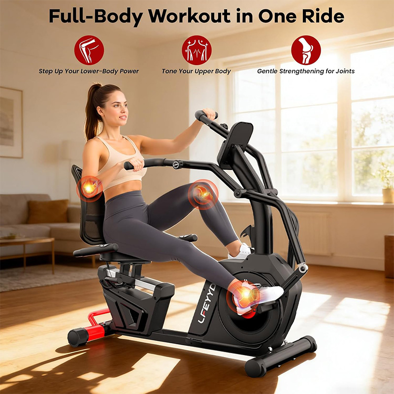 Pooboo 家庭用リカンベントエクササイズバイク。アームエ - Exercise Bike Magnetic Resistance のレビューと価格