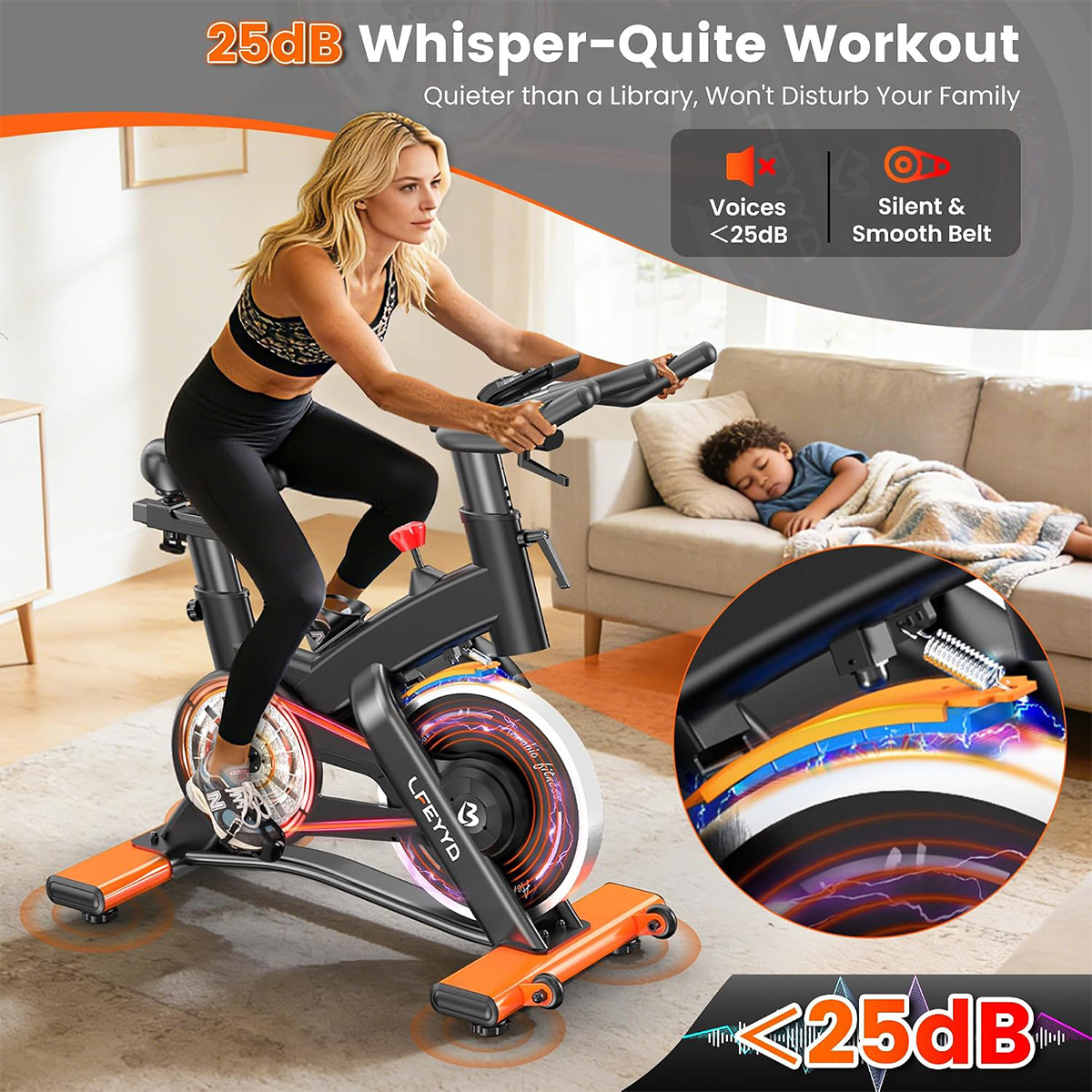 Pooboo エクササイズバイク、最大400ポンドまで対応の - Exercise Bike Magnetic Resistance のレビューと価格