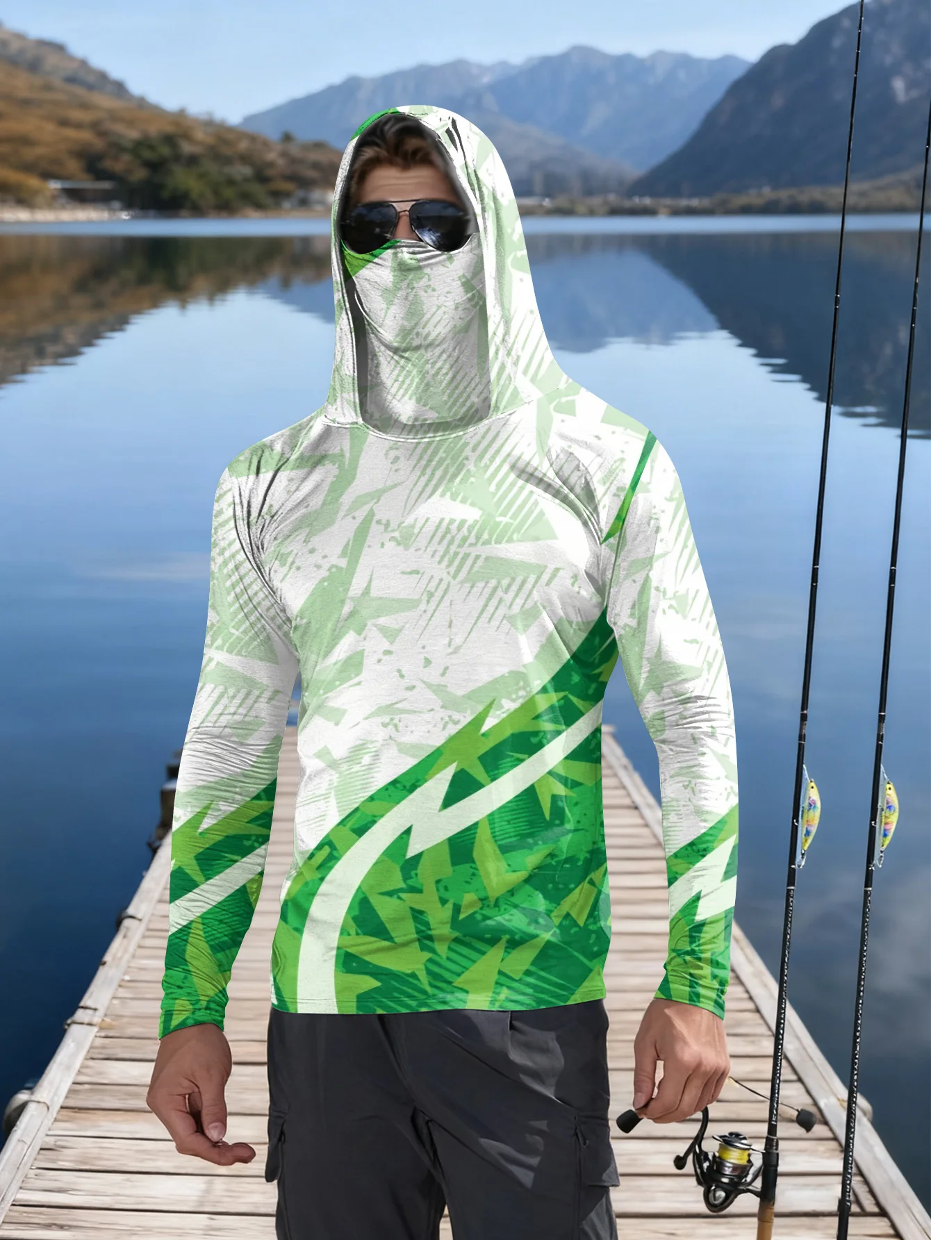 メンズ用フィッシングシャツ、フード付き、UPF（紫外線防御指 - Hiking のレビューと価格