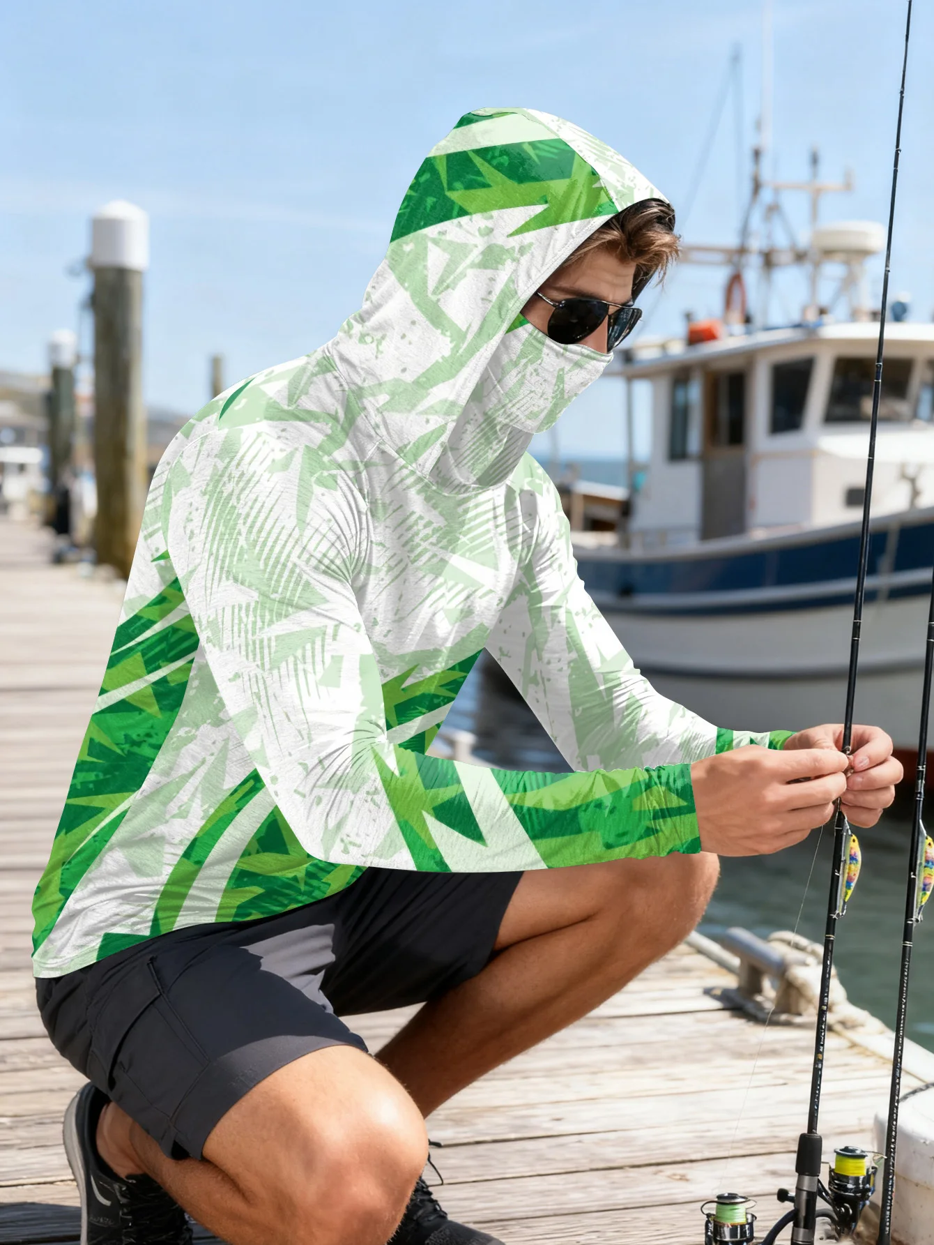 メンズ用フィッシングシャツ、フード付き、UPF（紫外線防御指 - Hiking のレビューと価格