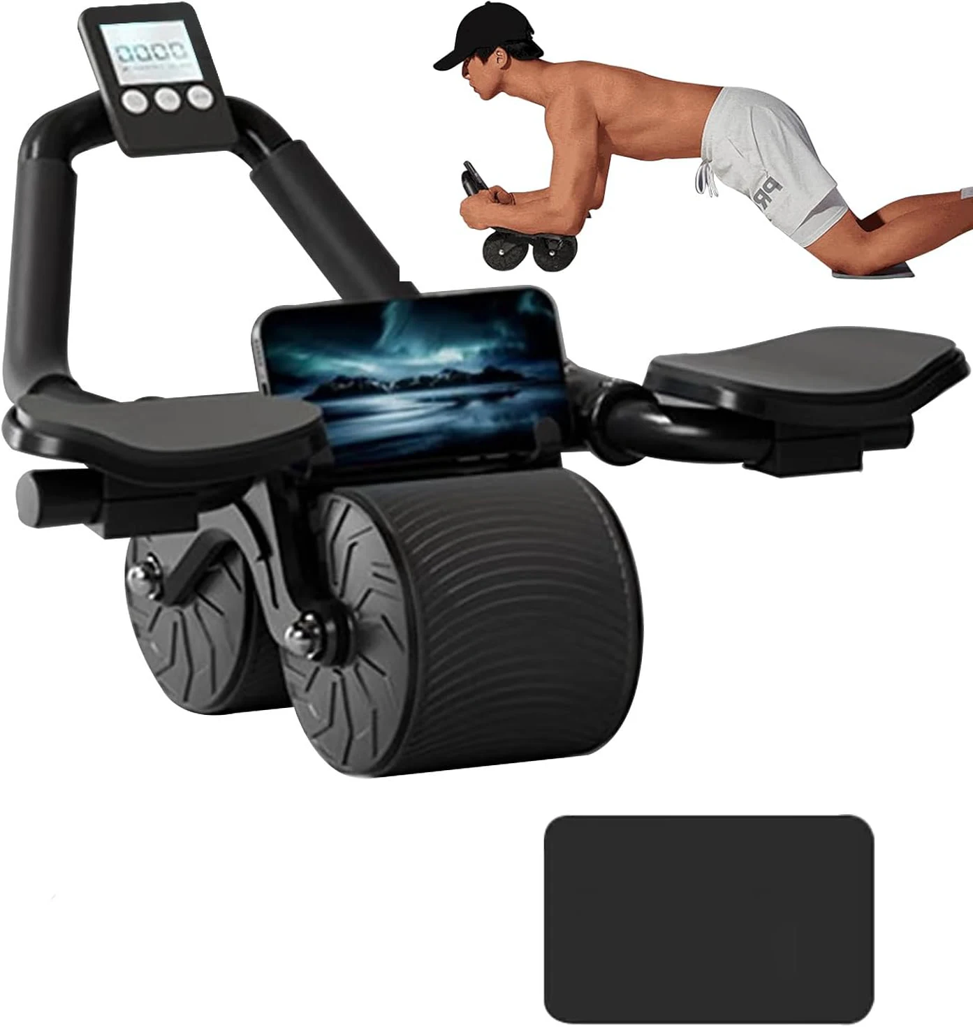 肘当て付き、自動リバウンド機能搭載の腹筋ローラー。カウンター - Ab Roller Wheel With Elbow Support のレビューと価格