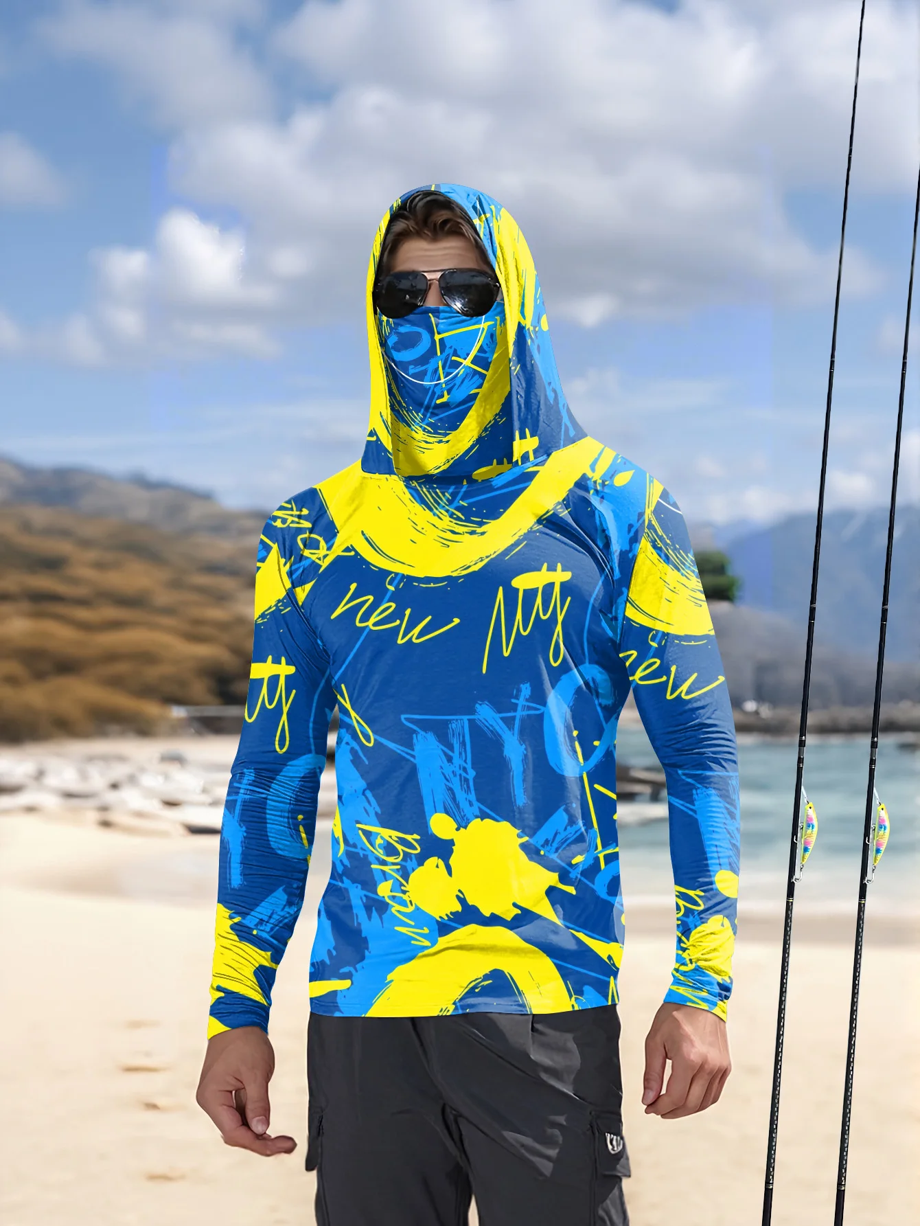 UVカット機能付きメンズフード付き釣り服、ハイキングに適した - Hiking のレビューと価格